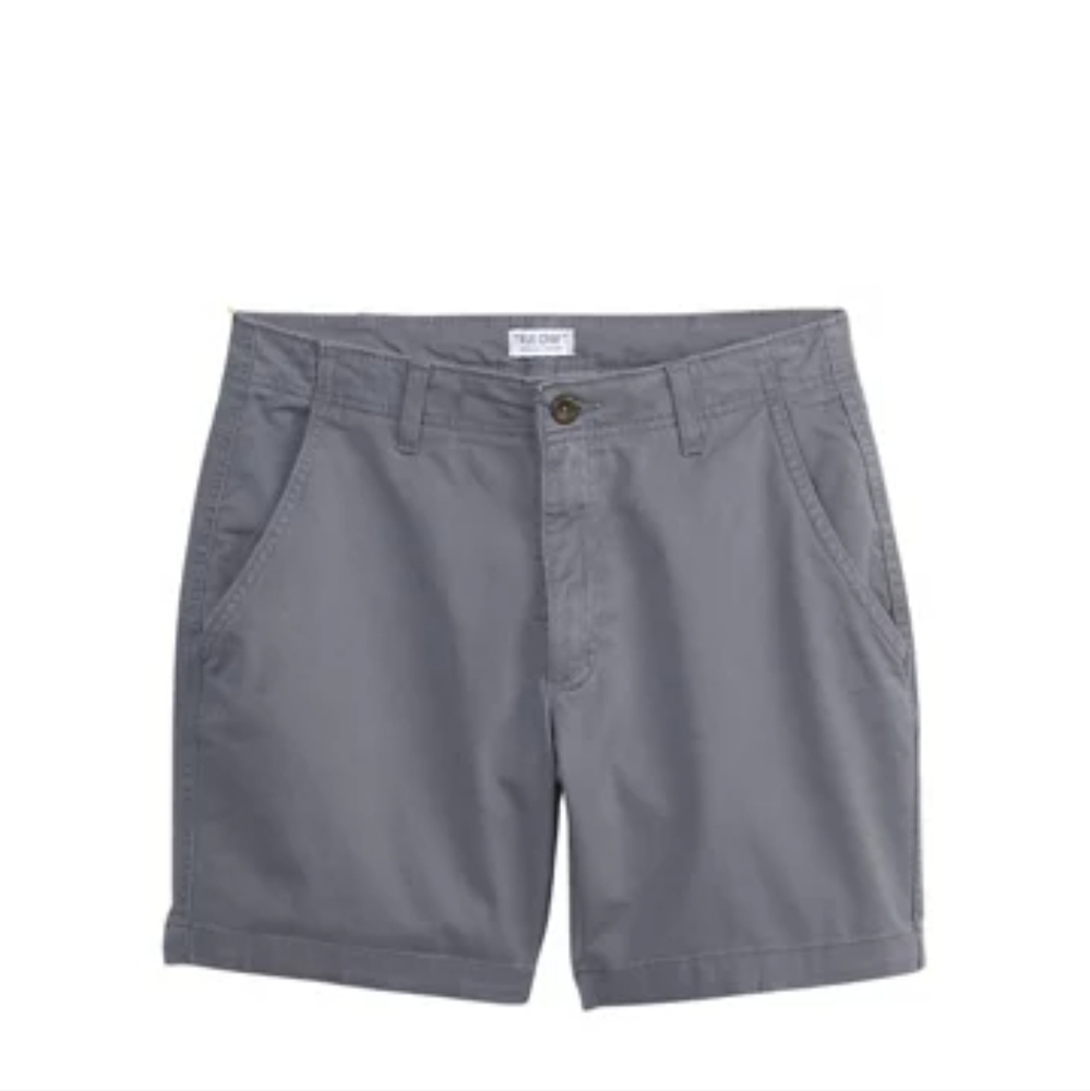 True Craft 7 Inch Twill Flat Front Shorts for Men Gray Juniors Size 30 nwt